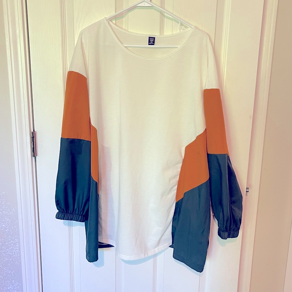 SHEIN Curve Colored Sleeve/ Side Blouse Top 3/4th Sleeve Length Size 3X